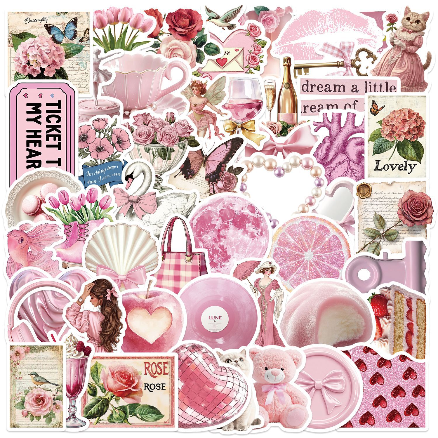 Laptop Accessories Girly - 50/100pcs Cute Pink Girl Cartoon Stickers