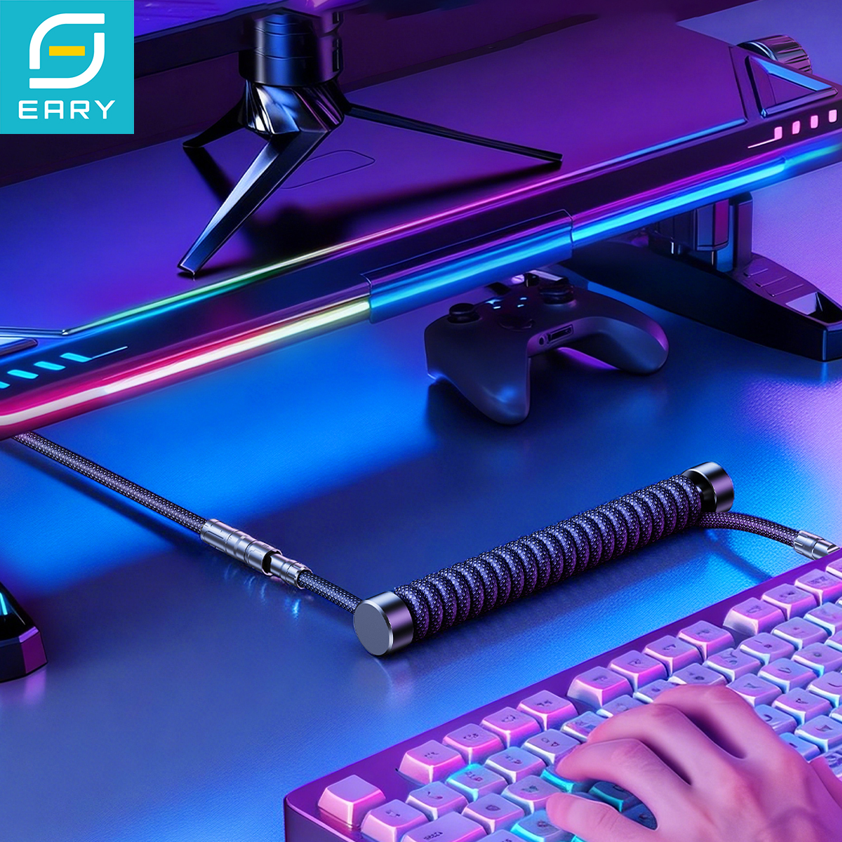 Laptop Accessories For Programmers - Eary 1.2m Coiled Keyboard Cable USB