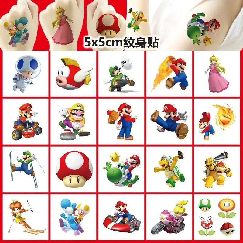 Laptop Accessories All - 20PCS 5CM*5CM Cartoon Mario Bros Tattoo
