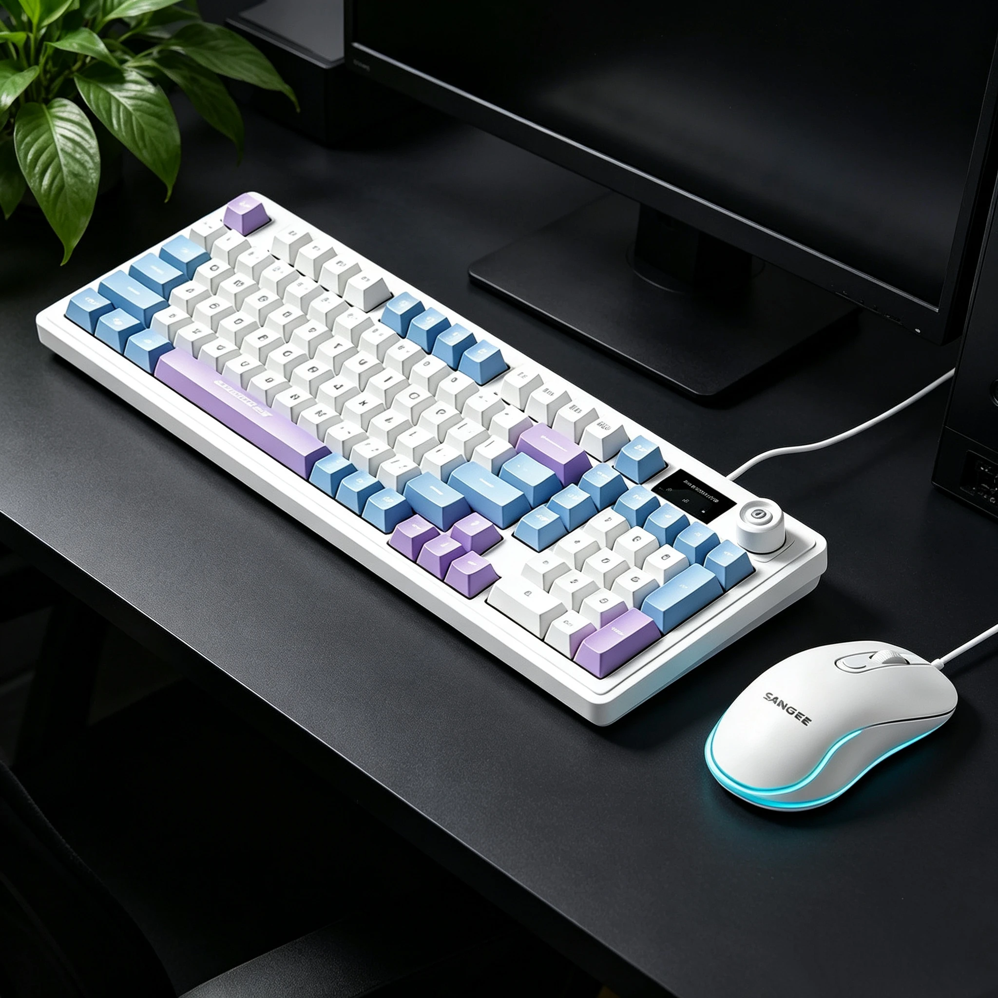 Laptop Accessories Combo Set - Three-color Splicing Wired Keyboard Mouse Combo