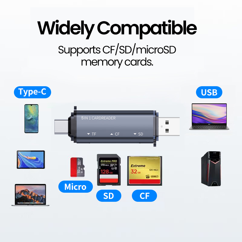 5 IN 1 USB Card Reader Type C  – Laptop Accessories For Programmers Bewertung und Preis